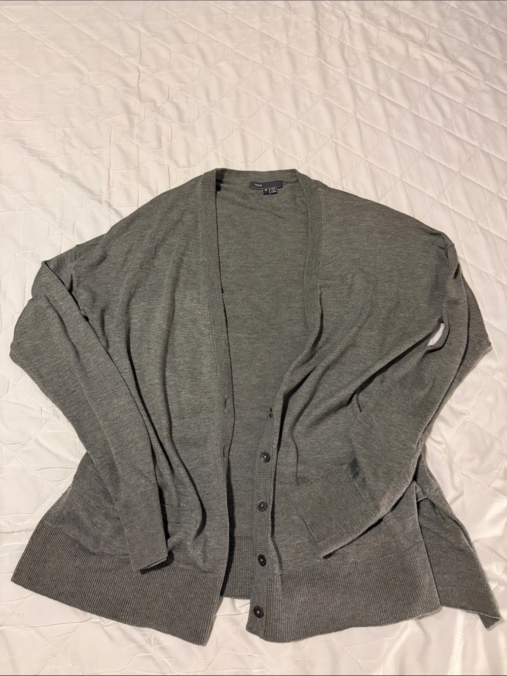 Vince Women's Grey Button‑Front Cardigan